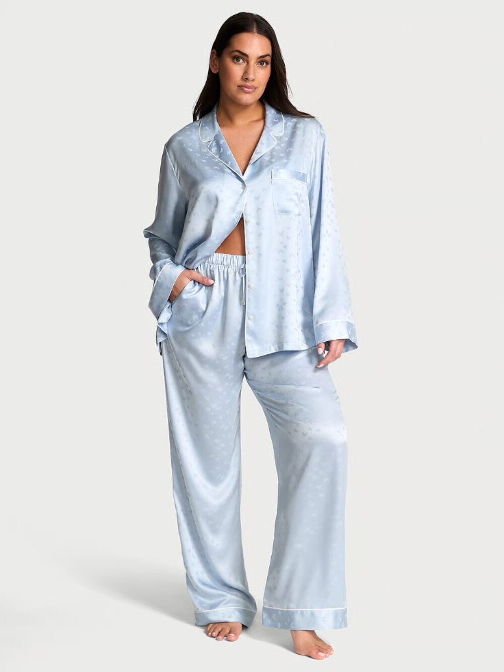 Victoria's Secret Butterfly Satin Long Pajama Set in Med (Long) NWT